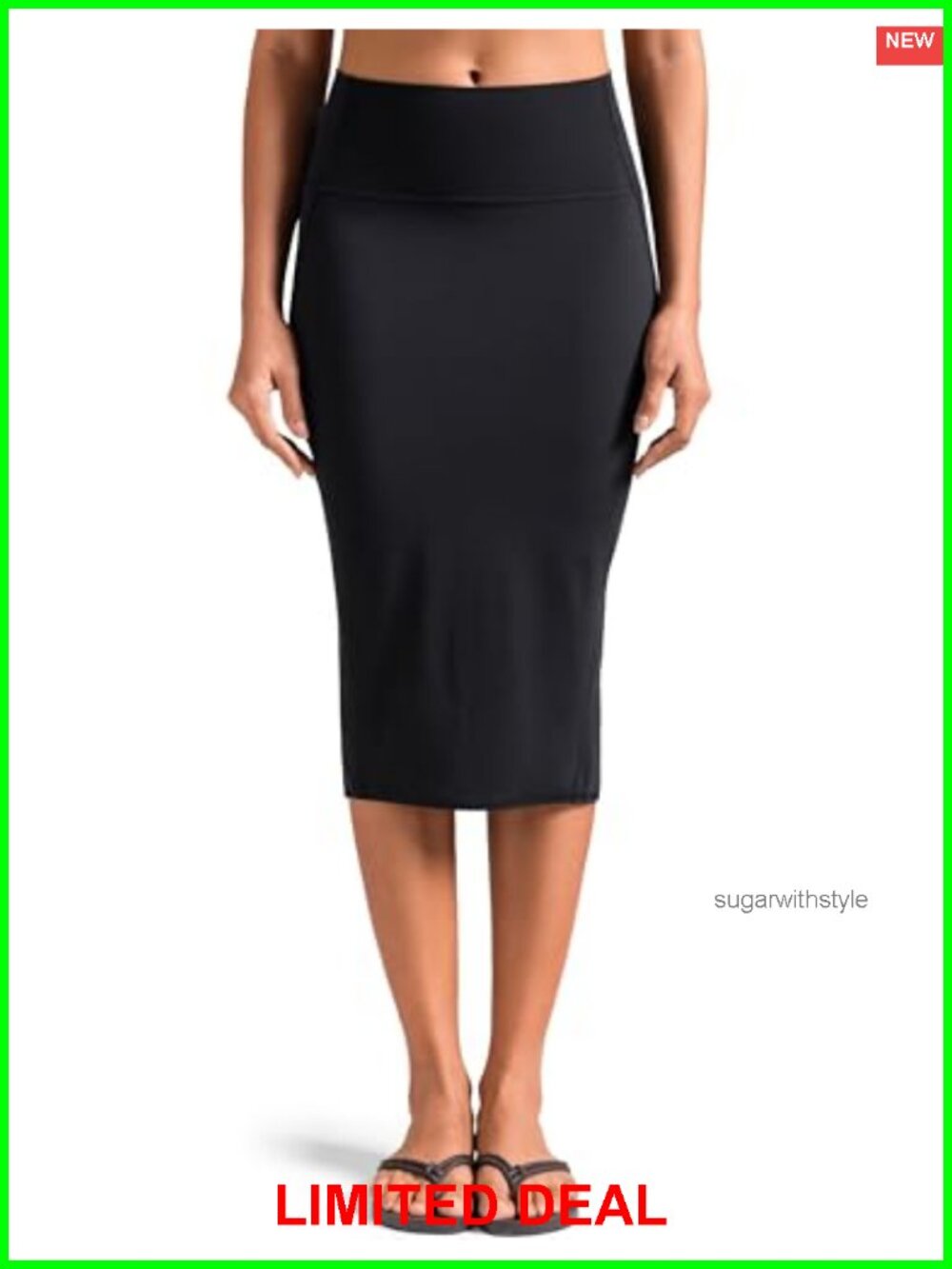 High Waist Midi Pencil Skirt Stretch Bodycon Office Work Business Casual